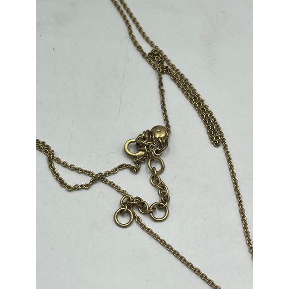 J. Crew Crystal Emblem Cluster Pendant Long Gold Tone Chain Necklace - Picture 7 of 9